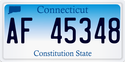 CT license plate AF45348