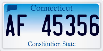 CT license plate AF45356