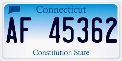 CT license plate AF45362