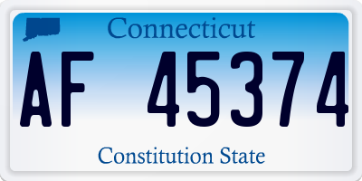 CT license plate AF45374