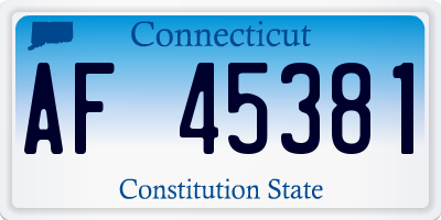 CT license plate AF45381