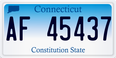 CT license plate AF45437