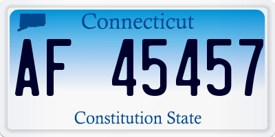 CT license plate AF45457
