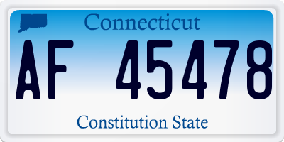 CT license plate AF45478