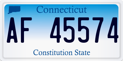CT license plate AF45574