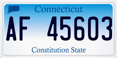 CT license plate AF45603