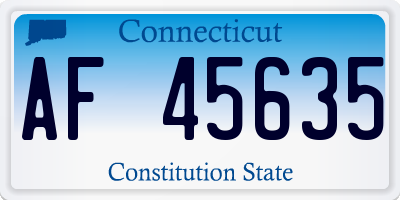 CT license plate AF45635