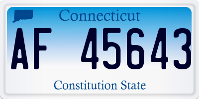 CT license plate AF45643
