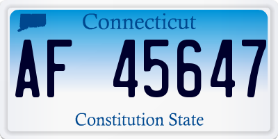 CT license plate AF45647