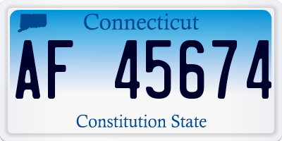 CT license plate AF45674