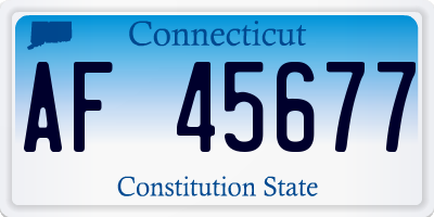 CT license plate AF45677