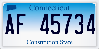 CT license plate AF45734