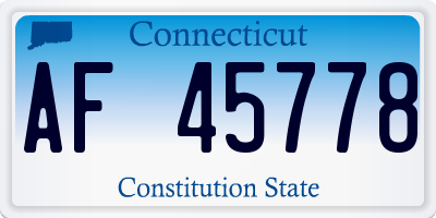 CT license plate AF45778