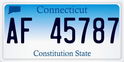 CT license plate AF45787