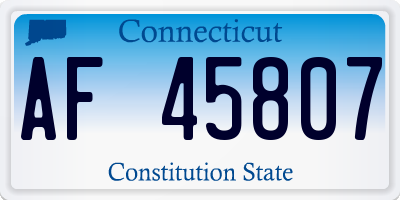 CT license plate AF45807