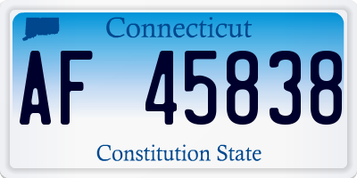 CT license plate AF45838