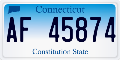 CT license plate AF45874