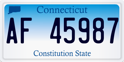 CT license plate AF45987