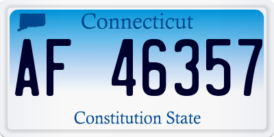 CT license plate AF46357