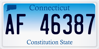 CT license plate AF46387