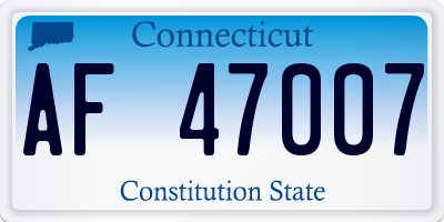 CT license plate AF47007