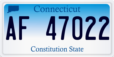 CT license plate AF47022