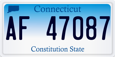CT license plate AF47087