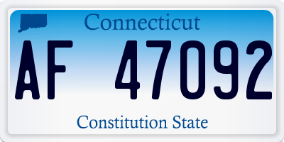 CT license plate AF47092
