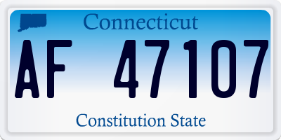 CT license plate AF47107