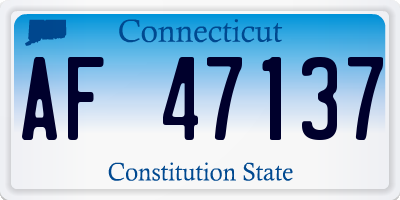 CT license plate AF47137