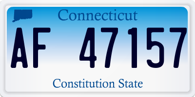 CT license plate AF47157