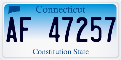 CT license plate AF47257