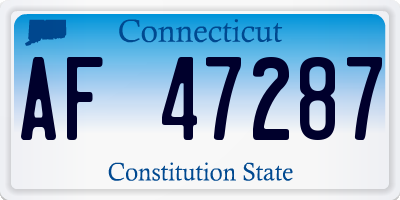 CT license plate AF47287