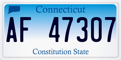 CT license plate AF47307