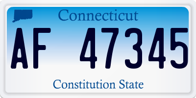 CT license plate AF47345