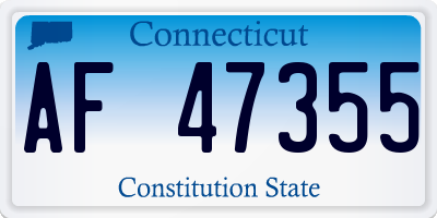 CT license plate AF47355