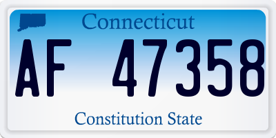 CT license plate AF47358