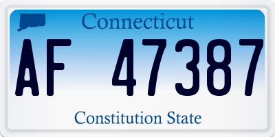 CT license plate AF47387