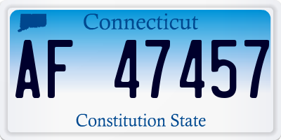 CT license plate AF47457