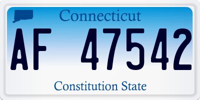 CT license plate AF47542