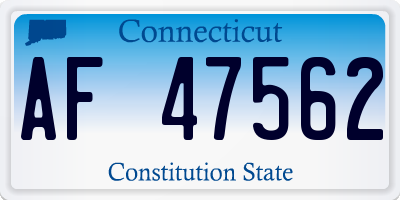 CT license plate AF47562