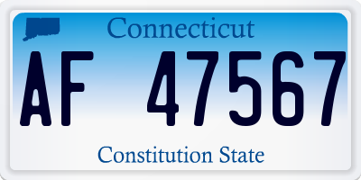 CT license plate AF47567