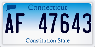 CT license plate AF47643