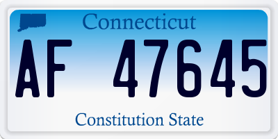 CT license plate AF47645