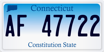 CT license plate AF47722