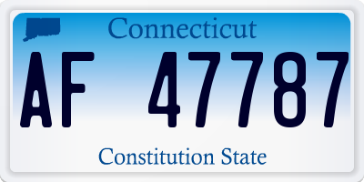 CT license plate AF47787