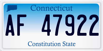 CT license plate AF47922