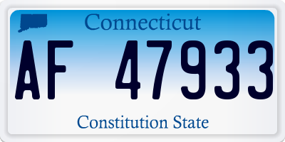 CT license plate AF47933