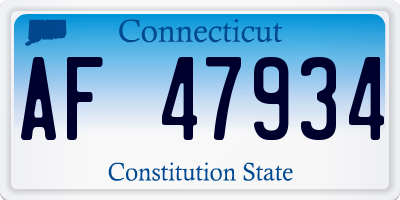 CT license plate AF47934