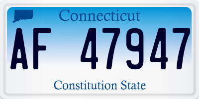 CT license plate AF47947